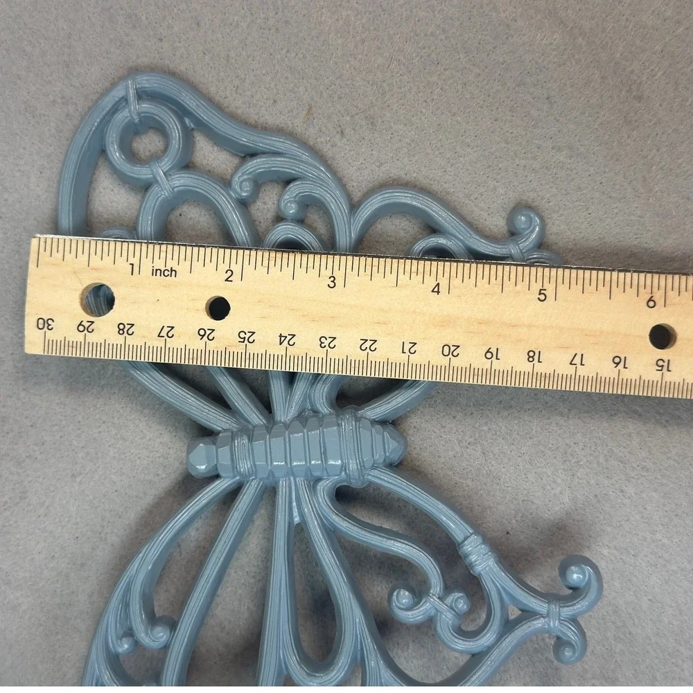 Vintage MCM Cottagecore Syroco Butterfly Wall Art Set 3 Blue Plastic Retro Decor